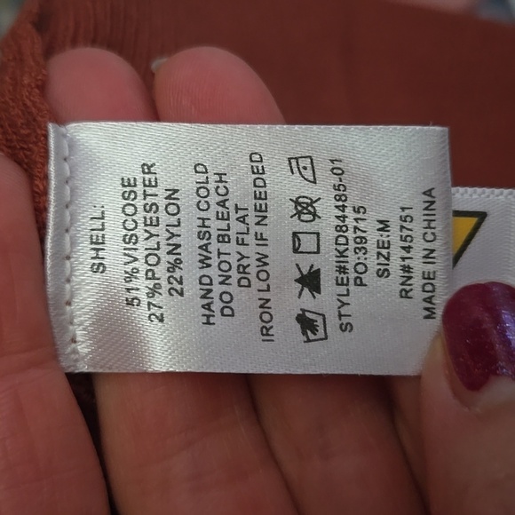 Peach Love terracotta orange sweater dress puff long sleeve knit sz M - Picture 10 of 10